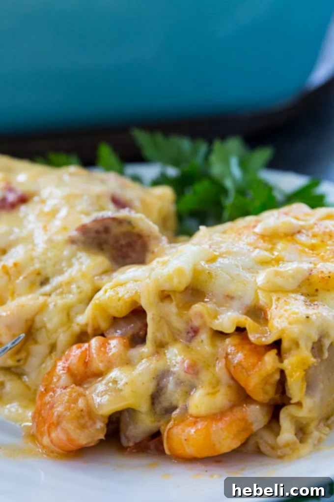 Spicy Cajun Shrimp Lasagna Rolls 4 Individual Cajun Shrimp Lasagna Roll-Up on a plate