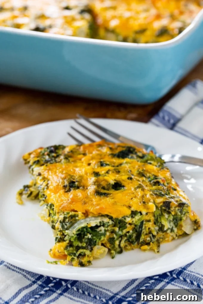 Creamy Spinach and Cheese Bake 3 Spinach and Cheese Casserole fresh out of the oven, golden brown and bubbly.