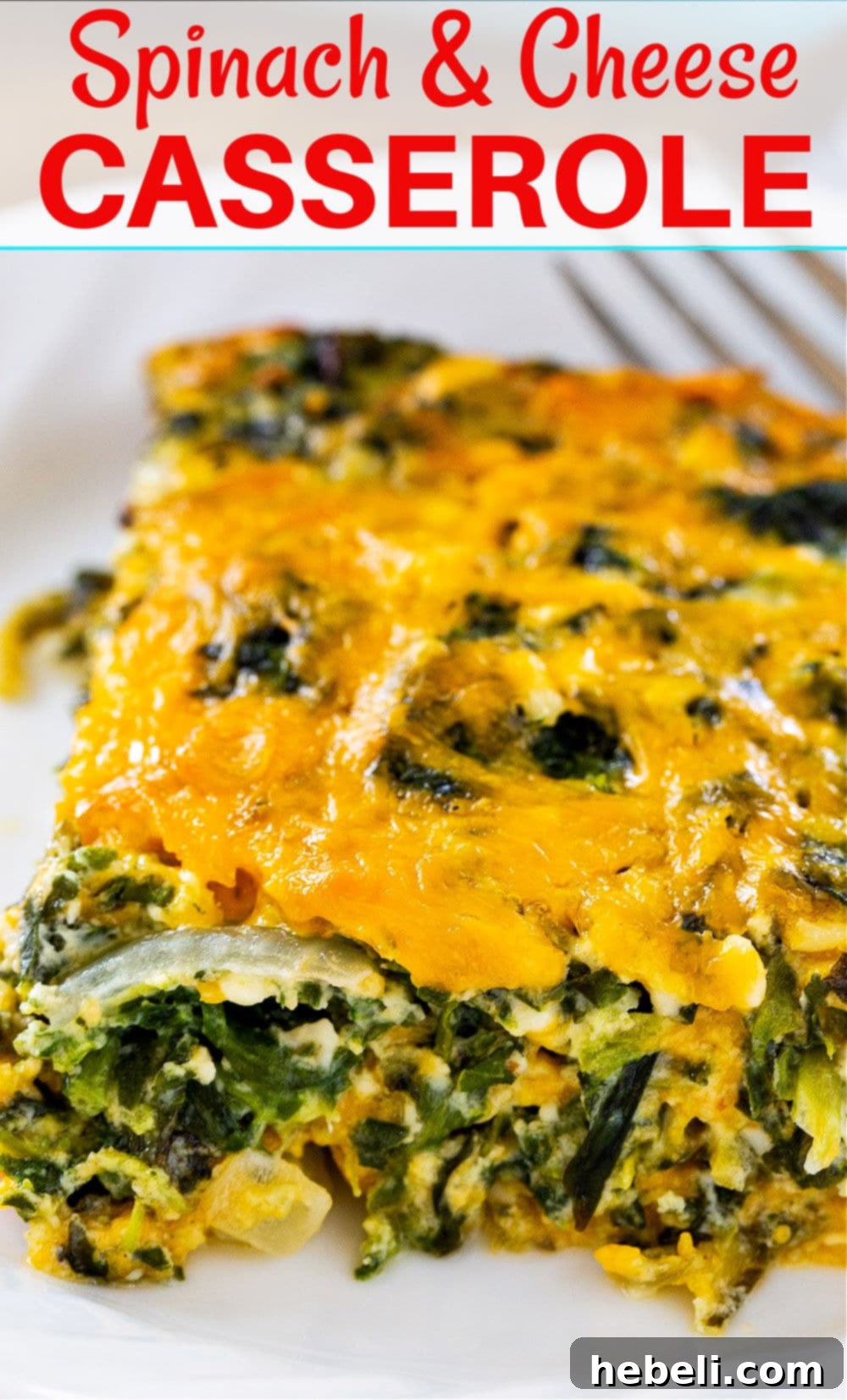 Creamy Spinach and Cheese Bake 5 Spinach and Cheese Casserole in a baking dish with a serving spoon, ready for a gathering.