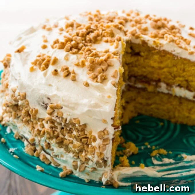Buttery Toffee Brittle Cake 2 Delicious Butter Brickle Cake with creamy frosting and toffee bits