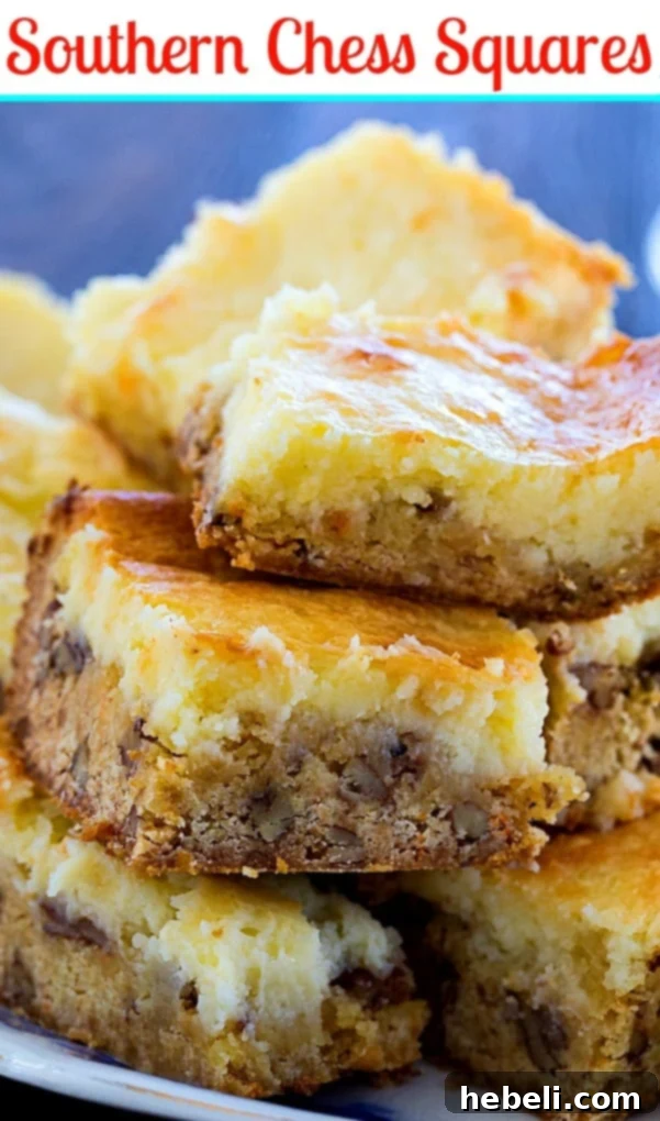 Southern Comfort Chess Squares 6 Stacked Southern Chess Bars on a serving platter, showing the distinct layers