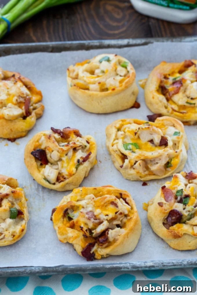 Ranch Chicken Roll-Ups arranged neatly on a parchment-lined baking sheet before baking.