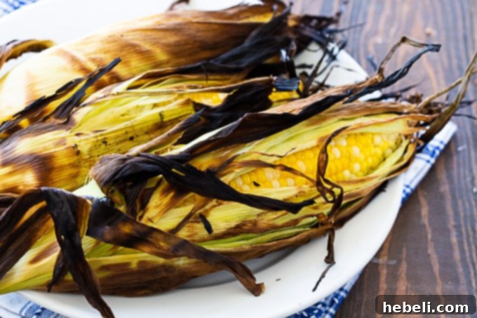 Vibrant Blueberry Corn Feta Salad 4 Close-up of freshly grilled corn on the cob, showing the char marks and juicy kernels.