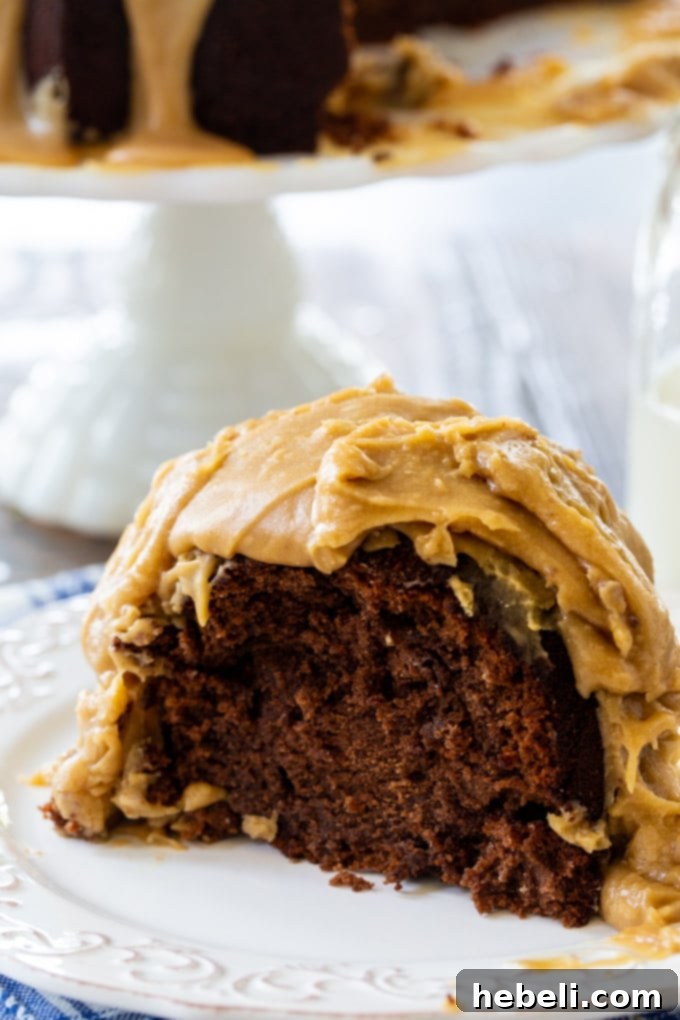Lush Chocolate Pound Cake with Caramel Glaze 4 Chocolate Pound Cake with Caramel Icing