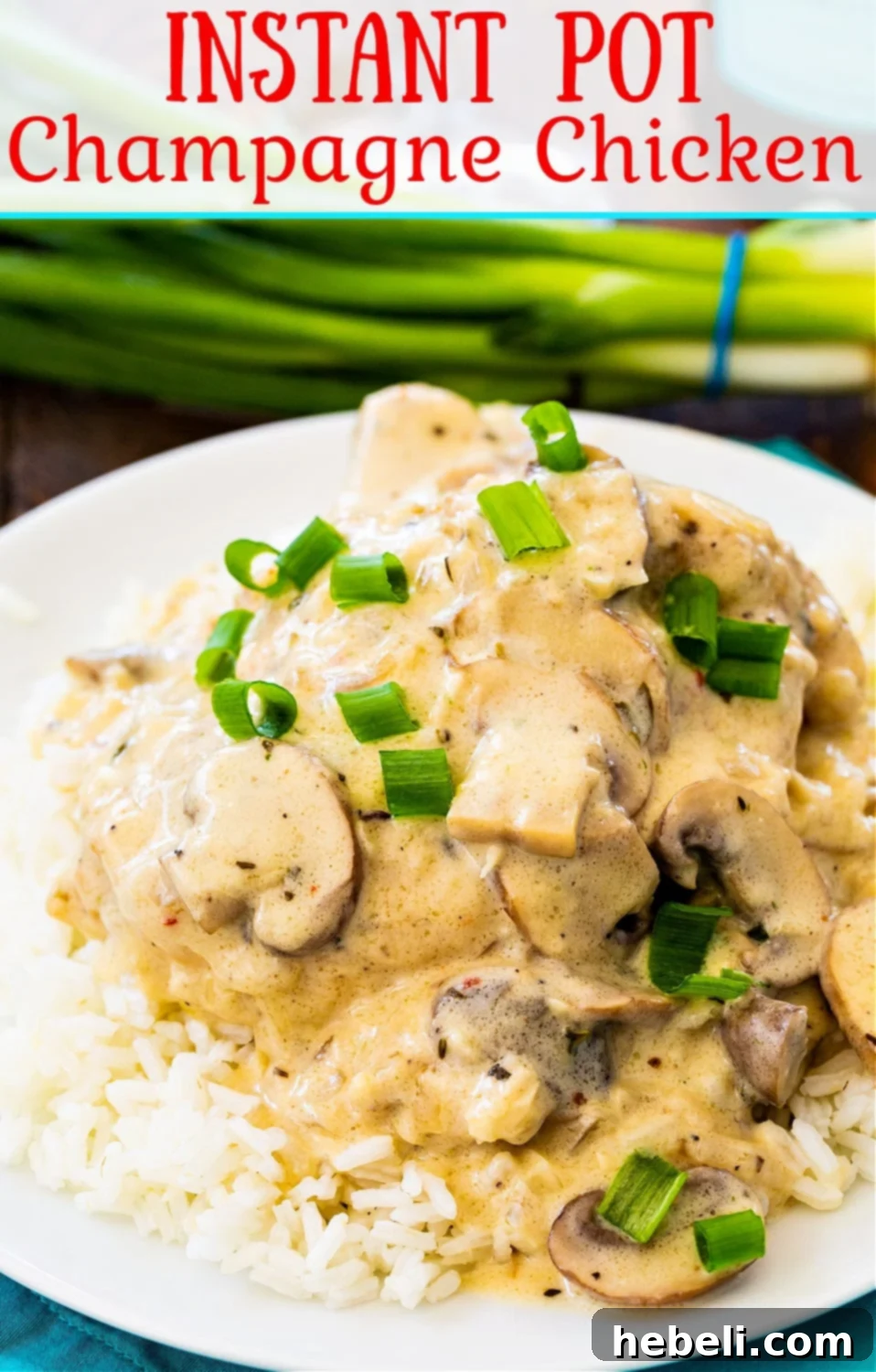A final close-up image of the finished Instant Pot Champagne Chicken, highlighting the rich sauce and tender chicken.
