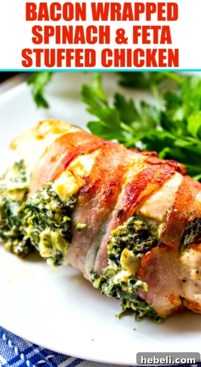 Crispy Bacon Wrapped Feta Spinach Chicken 6 Bacon Wrapped Spinach and Feta Stuffed Chicken