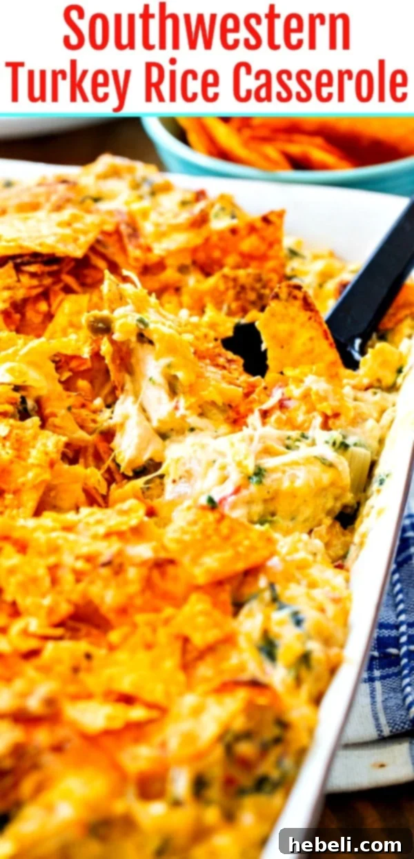 Southwestern Turkey Rice Casserole, a delightful way to repurpose turkey.