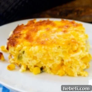 Three Cheese Corn Pudding on a plate.