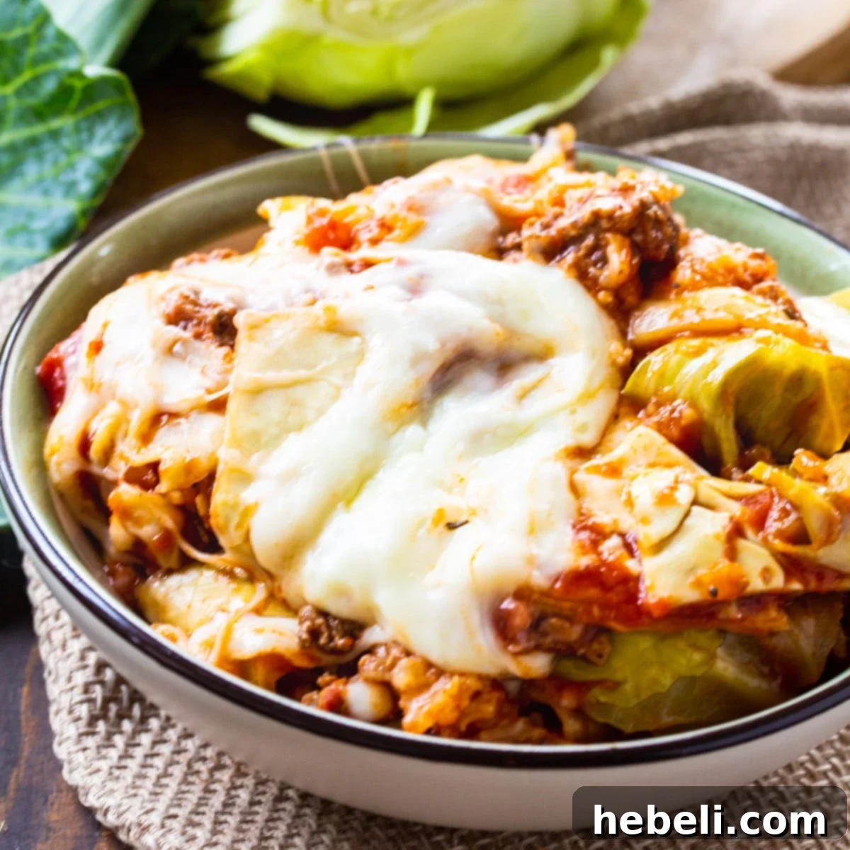 Crock Pot Cabbage Roll Casserole in a bowl, ready to serve.