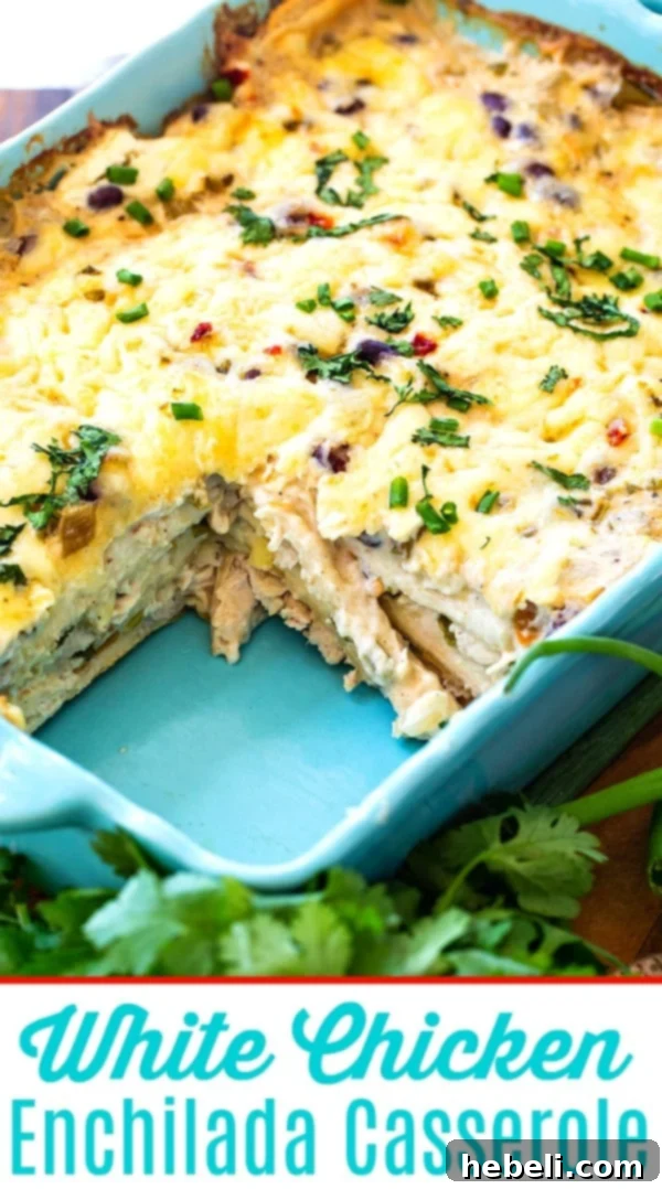 Creamy White Chicken Enchilada Bake 7 White Chicken Enchilada Casserole ready to be served