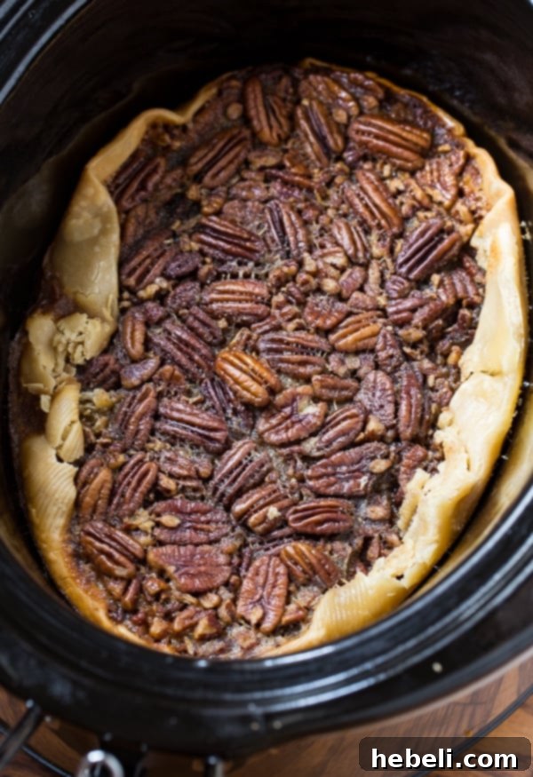 Set It and Forget It Thanksgiving 5 Crock Pot Pecan Pie - Easy Dessert Idea