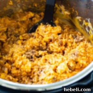 Cheesy Ground Beef and Rice cooked in an Instant Pot