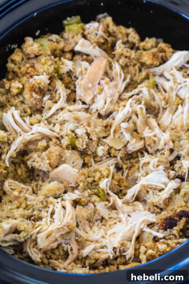 Slow Cooker Chicken and Stuffing Casserole 4 Southern Chicken and Dressing Casserole ready for slow cooking in a crock pot