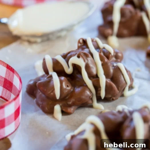 Crock Pot Nut Clusters, a simple slow cooker candy recipe with chocolate and nuts.
