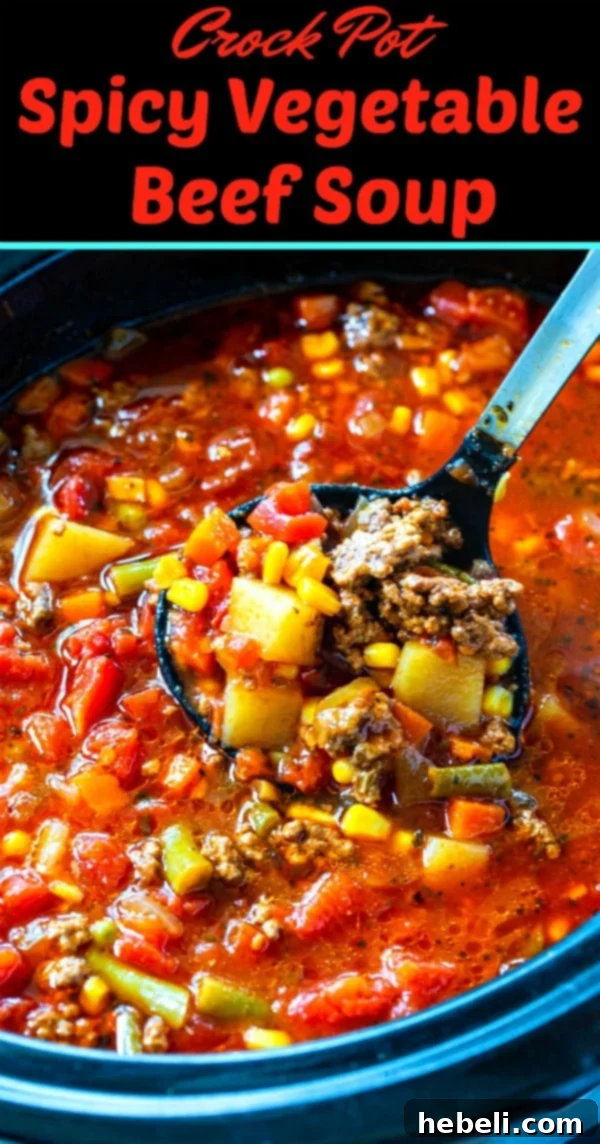 Kicked-Up Slow Cooker Beef & Vegetable Soup 7 Crock Pot Spicy Vegetable Beef Soup