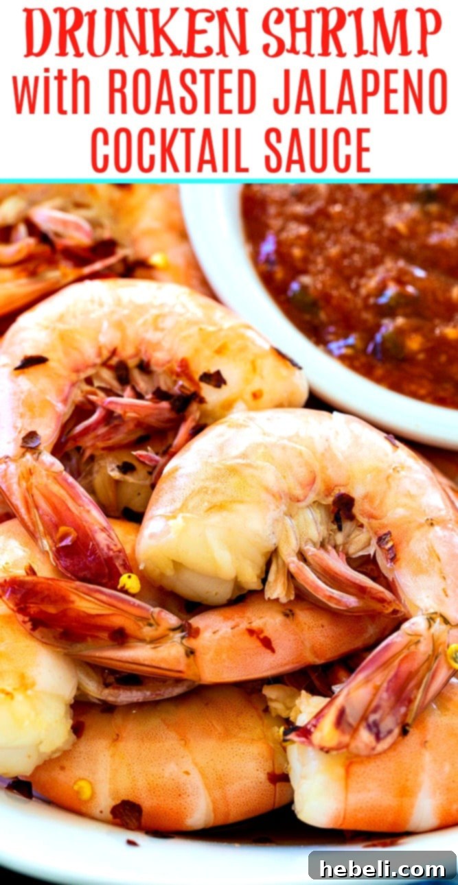 Drunken Shrimp with Fire Roasted Jalapeno Kick 6 A large platter of Drunken Shrimp, freshly cooked and vibrant, ready to be enjoyed as a shared appetizer or meal.