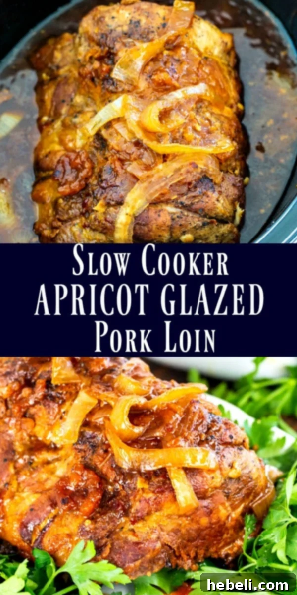 Sweet Slow Cooker Apricot Pork 6 Close-up of Slow Cooker Apricot Glazed Pork Loin slices