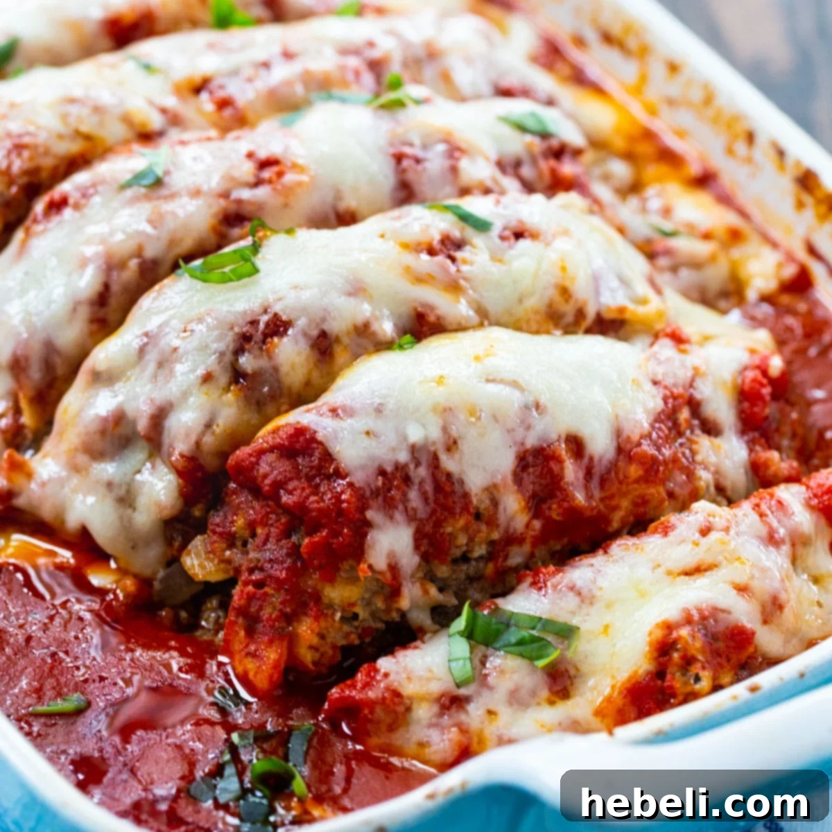 Delicious Italian Meatloaf cooked in a rich tomato sauce, ready to be served.