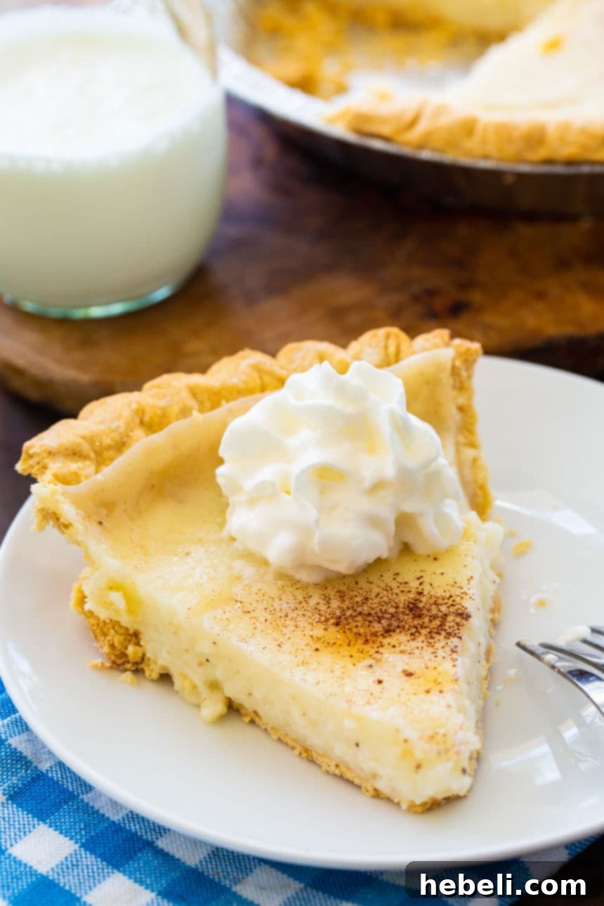Another view of the beautifully baked Hoosier Sugar Cream Pie, showcasing its golden crust.