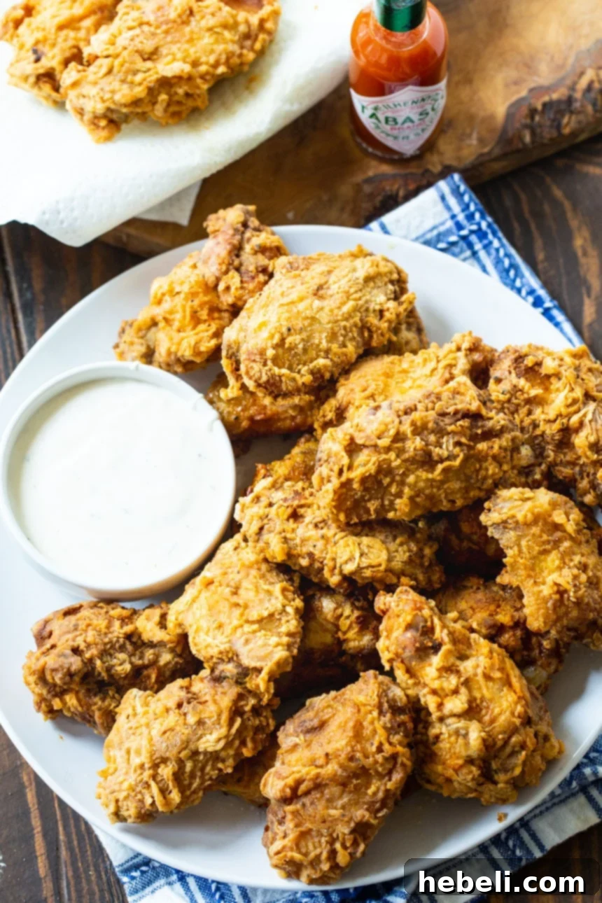 Close-up of Spicy Fried Chicken Wings showcasing their crispy texture.