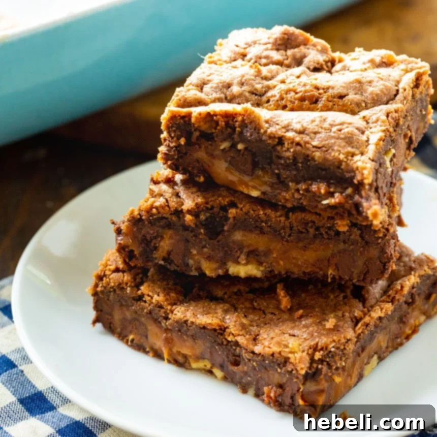 Irresistible Cake Mix Chocolate Caramel Bars with luscious layers and a rich texture