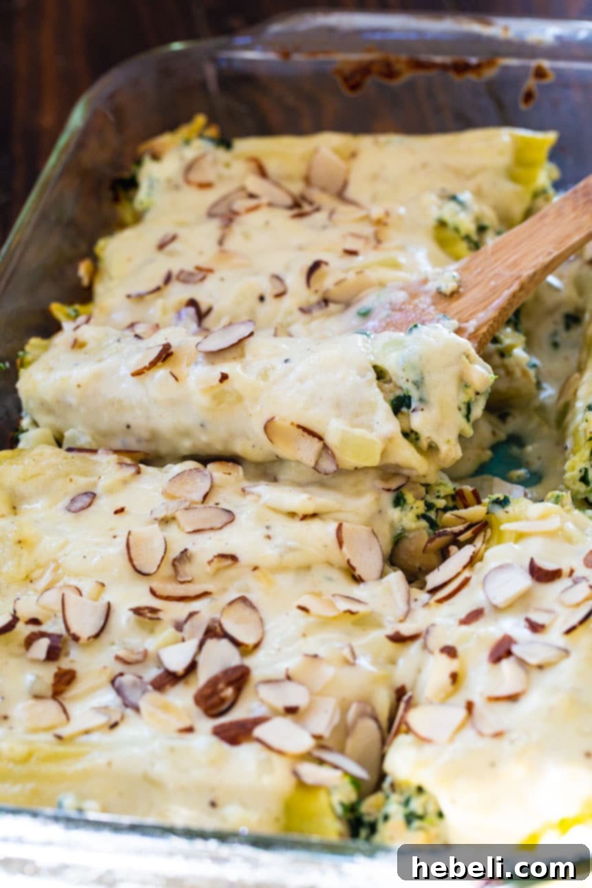 Chicken Manicotti in a 9x13-inch baking dish