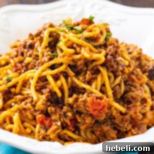 Slow Cooker Spaghetti Casserole in a bowl.