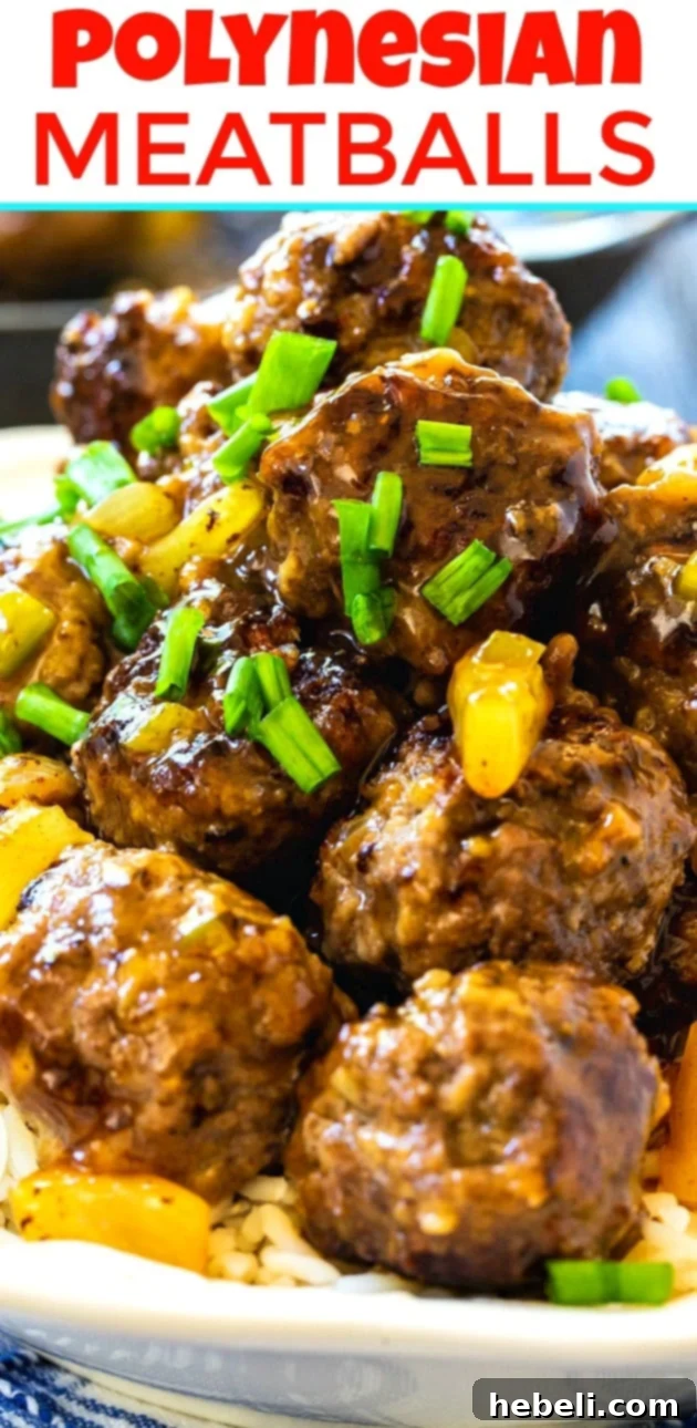 Polynesian Meatballs served over white rice