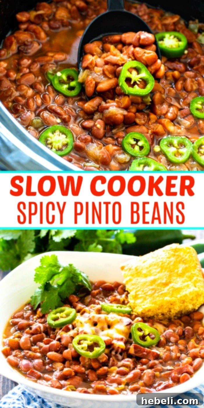 Hearty Slow Cooker Spicy Pinto Beans 6 Collage picture of Slow Cooker Pinto Beans