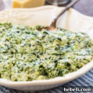 Creamed Spinach in a serving bowl