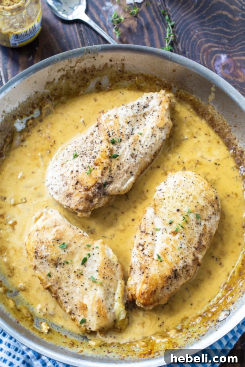 Creamy Creole Mustard Chicken 3 Chicken with Creole Mustard Cream Sauce in a skillet