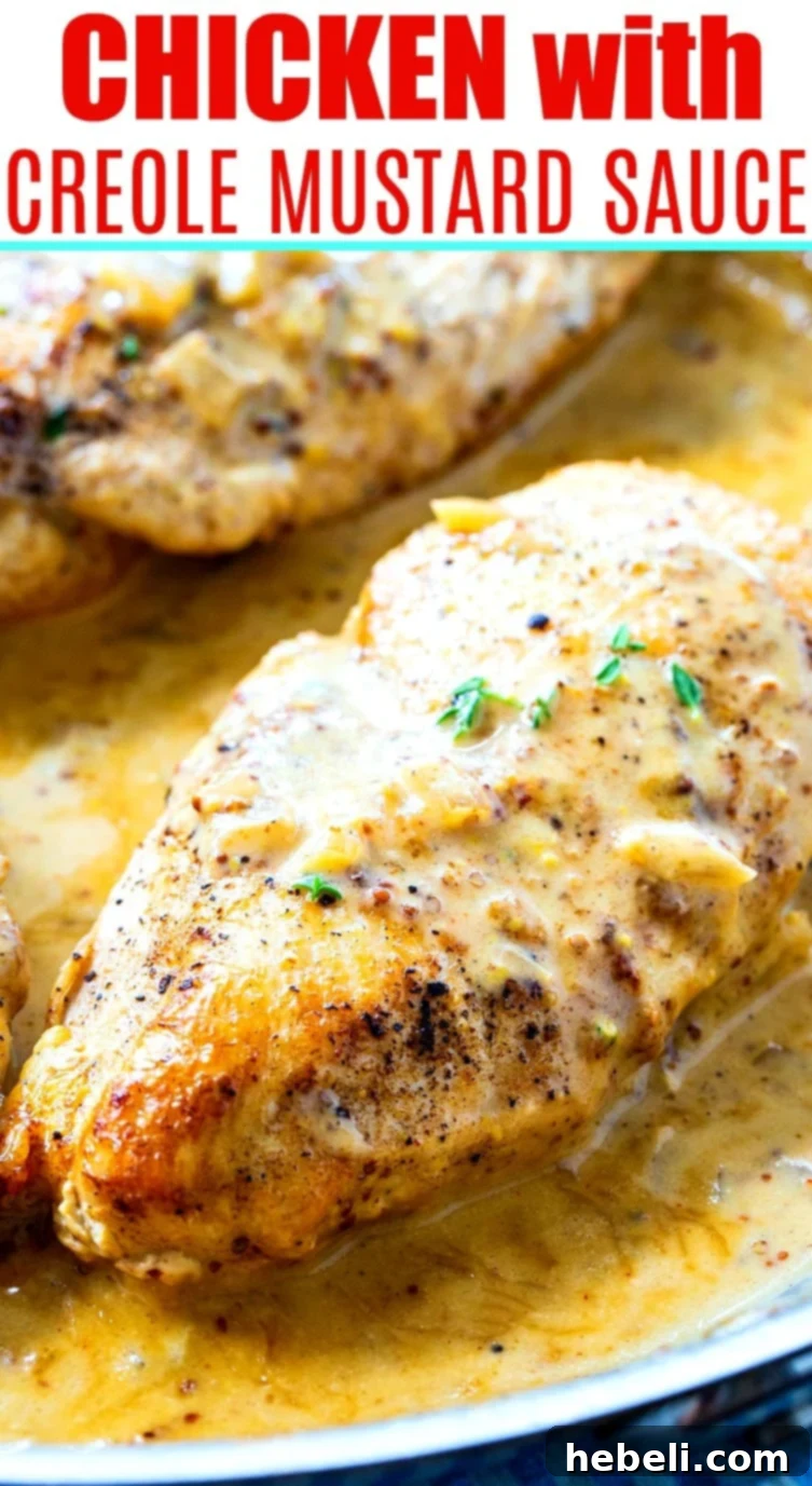 Creamy Creole Mustard Chicken 6 Chicken breasts in a skillet coated with creole mustard sauce