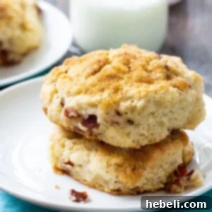 Two Brown Sugar Bacon Biscuits on a plate