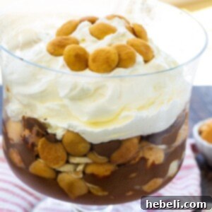 Chocolate Banana Pudding in a trifle bowl.