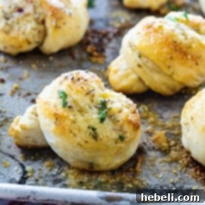 Garlic Knots on a baking sheet, ready to be served.