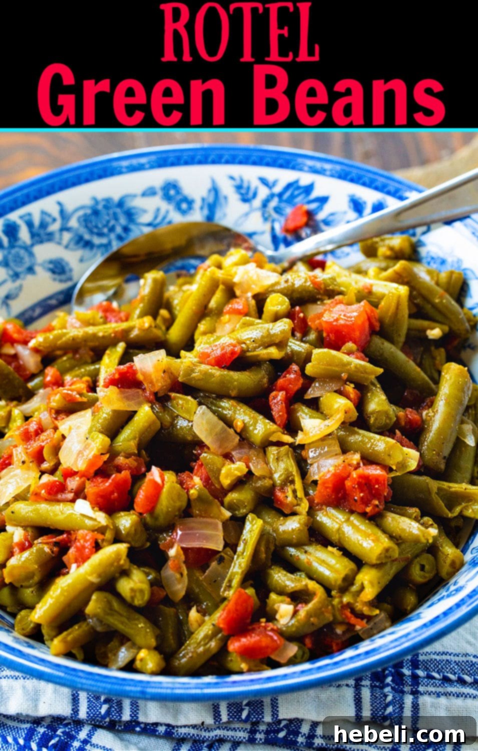 Southwestern Green Beans 6 A final beautiful presentation of Rotel Green Beans in a serving dish, garnished and ready to enjoy.