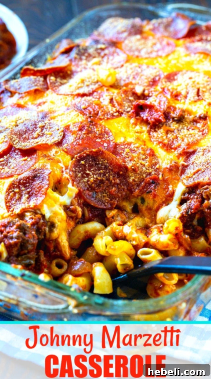 Johnny Marzetti Casserole with pepperoni.