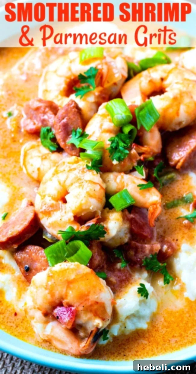 Close-up shot of perfectly cooked shrimp smothered in a rich, savory sauce, ready to be served.