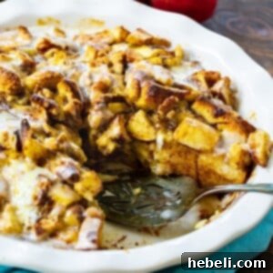 Apple Cinnamon Roll Bake with a slice removed.