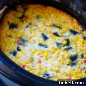 Corn Casserole in a slow cooker.