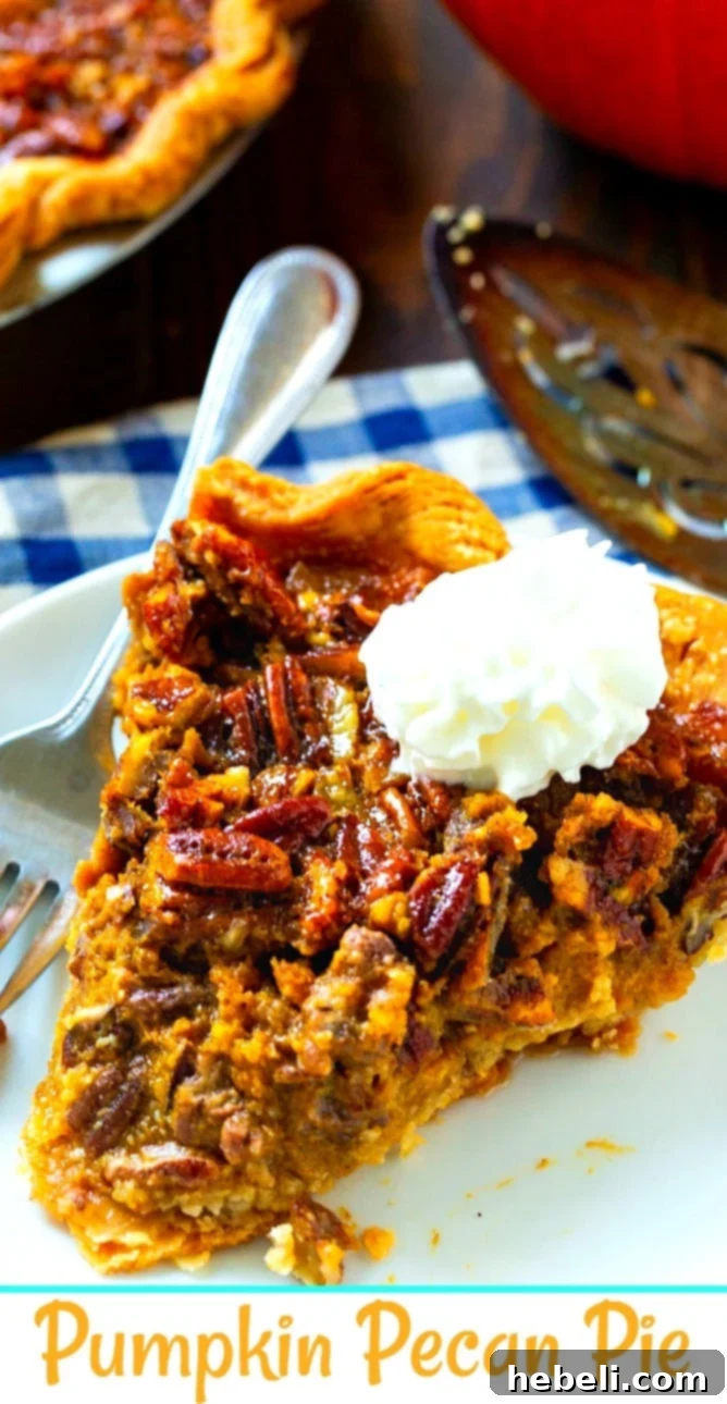 Golden Pecan Pumpkin Dream 6 A beautifully set Pumpkin Pecan Pie, ready for slicing and serving.