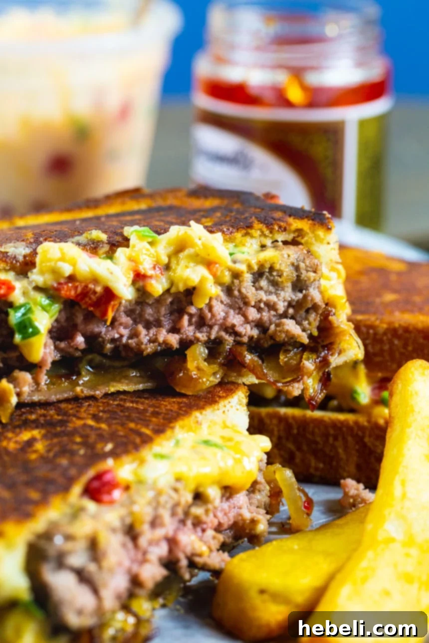 Gooey Pimento Cheese Patty Melts 4 Close-up of Pimento Cheese Patty Melt