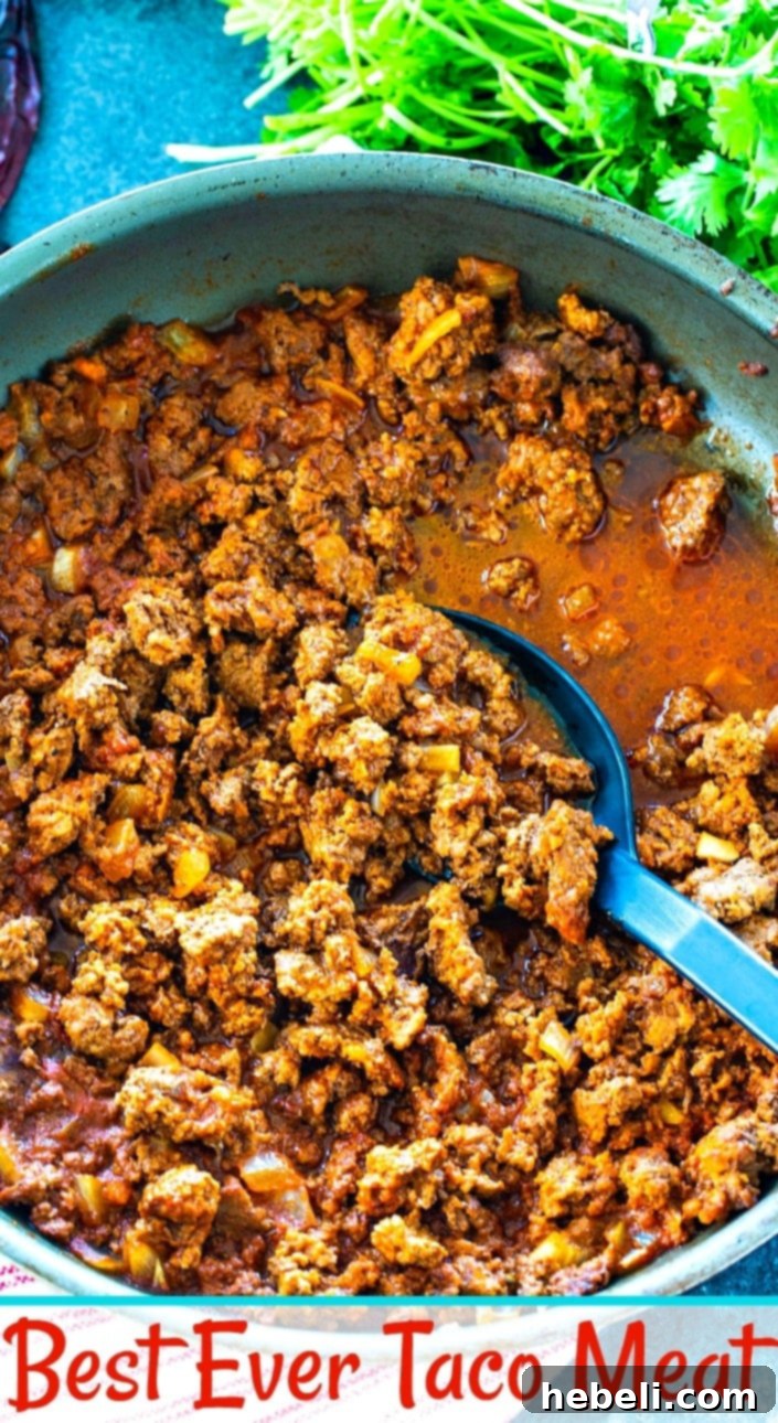 Your New Favorite Taco Meat 6 A vibrant close-up of the cooked Best Ever Taco Meat, showing its rich color and inviting texture.
