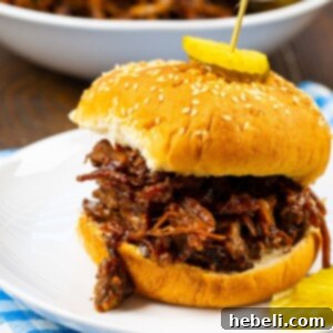 BBQ Beef Sandwich on a plate.