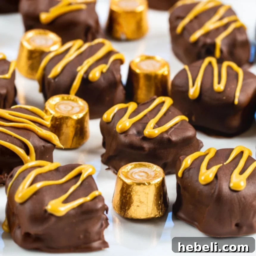 Sweet and Salty Rolo Pretzel Bites 2 A beautiful plate full of Rolo Pretzel Sandwiches, perfectly coated in chocolate, ready to be enjoyed.