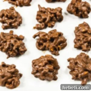 Chocolate Clusters on parchment paper.