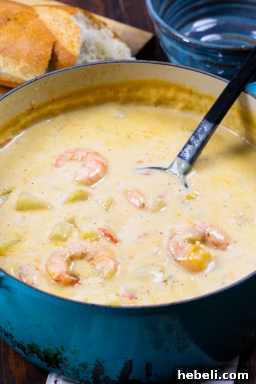 Shrimp and Potato Chowder 3 A large pot filled with rich and creamy homemade Potato Soup.