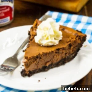 Velvety Chocolate Dream Pie 5 Slice of Sweetened Condensed Milk Chocolate Pie on a plate.