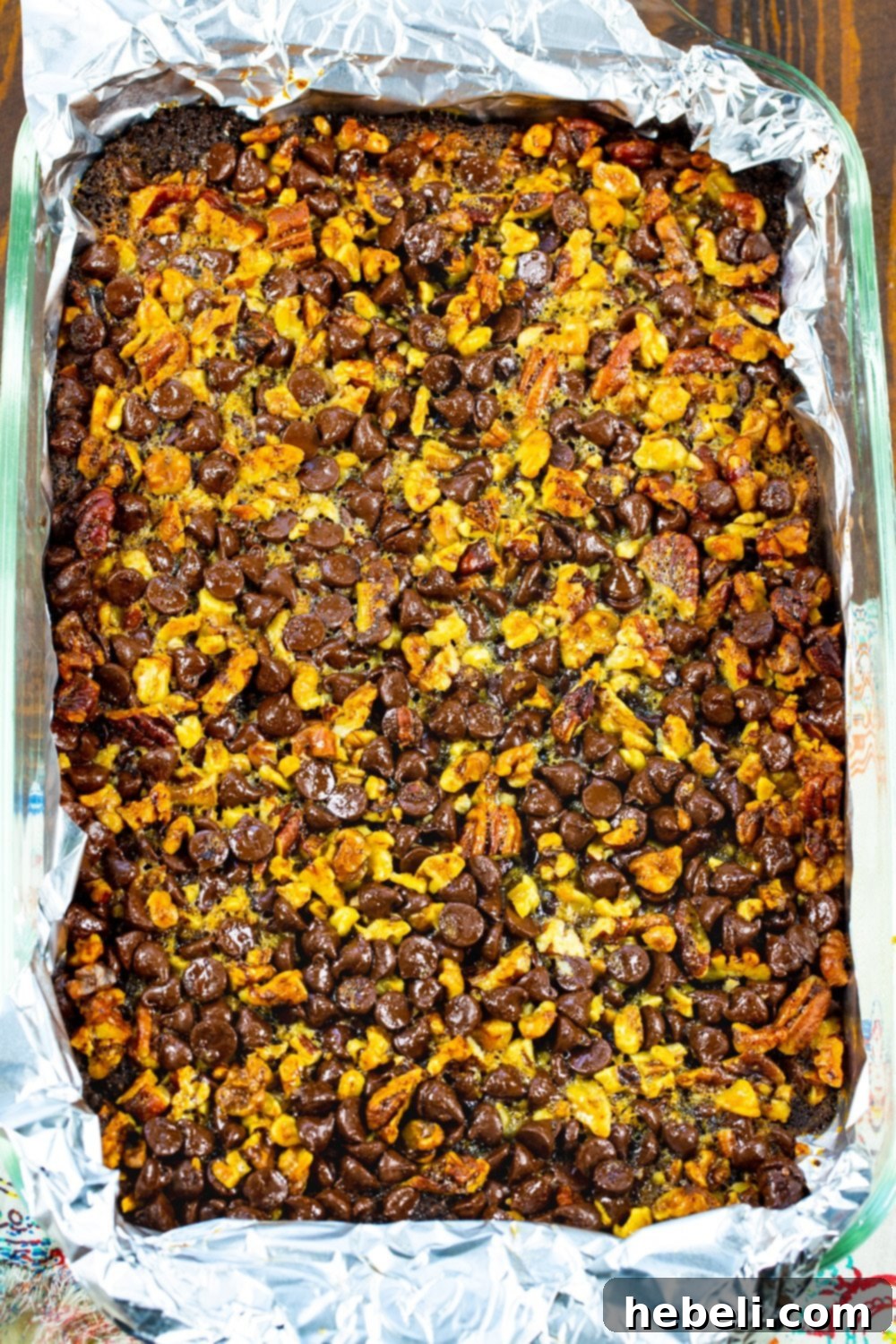 Best Bars for Kentucky Derby Day 4 Kentucky Derby Bars beautifully arranged in a 9x13-inch baking dish, showcasing their rich filling of walnuts, pecans, and chocolate chips.
