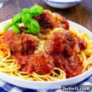 A serving of Slow Cooker Spicy Meatballs and Marinara.